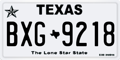 TX license plate BXG9218