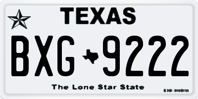TX license plate BXG9222