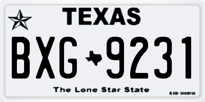 TX license plate BXG9231