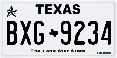 TX license plate BXG9234