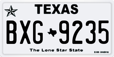 TX license plate BXG9235