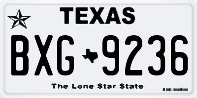 TX license plate BXG9236