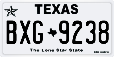 TX license plate BXG9238