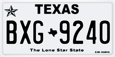 TX license plate BXG9240