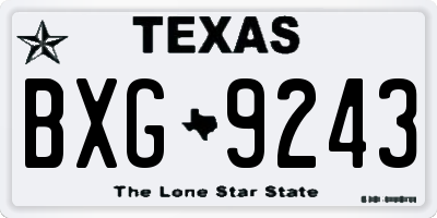 TX license plate BXG9243