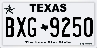 TX license plate BXG9250