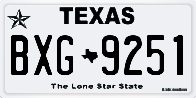 TX license plate BXG9251