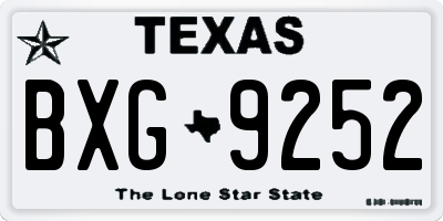 TX license plate BXG9252