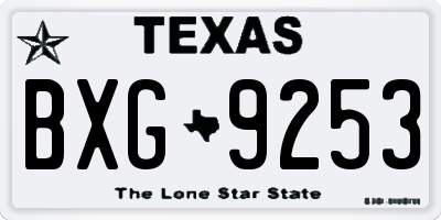TX license plate BXG9253