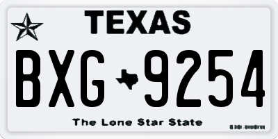 TX license plate BXG9254