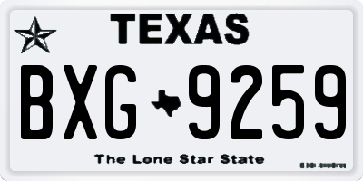TX license plate BXG9259
