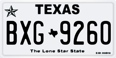 TX license plate BXG9260
