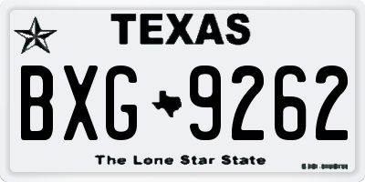 TX license plate BXG9262