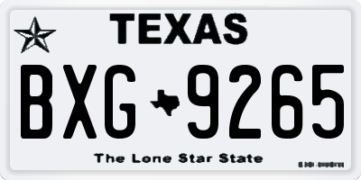 TX license plate BXG9265