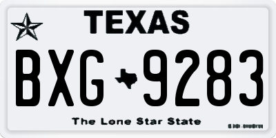 TX license plate BXG9283
