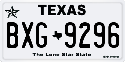 TX license plate BXG9296