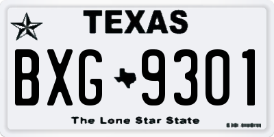 TX license plate BXG9301