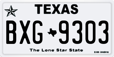 TX license plate BXG9303