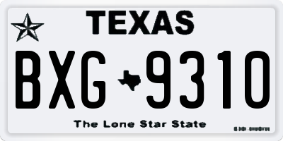 TX license plate BXG9310