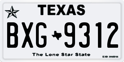 TX license plate BXG9312