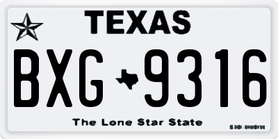 TX license plate BXG9316
