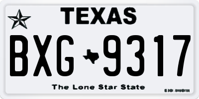 TX license plate BXG9317