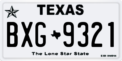 TX license plate BXG9321