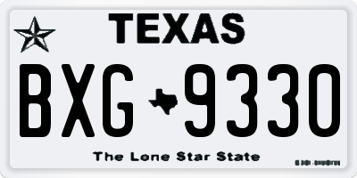 TX license plate BXG9330