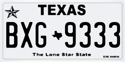 TX license plate BXG9333