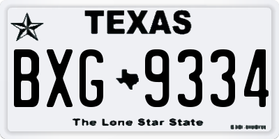 TX license plate BXG9334