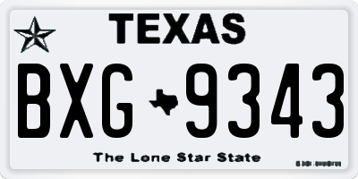 TX license plate BXG9343