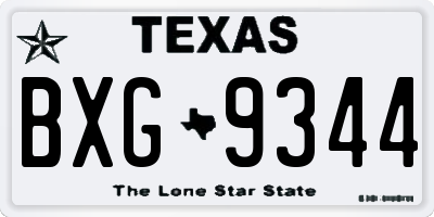 TX license plate BXG9344