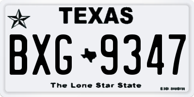 TX license plate BXG9347