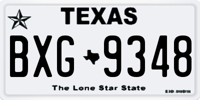 TX license plate BXG9348