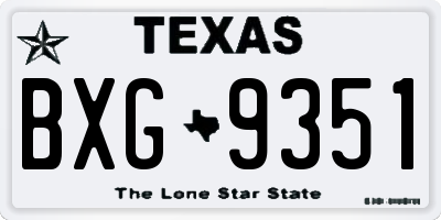 TX license plate BXG9351