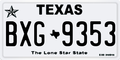 TX license plate BXG9353