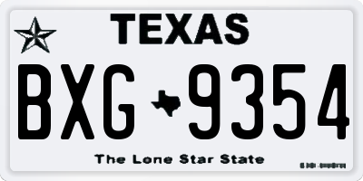 TX license plate BXG9354