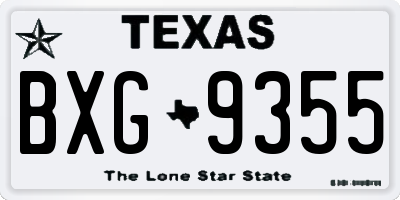 TX license plate BXG9355