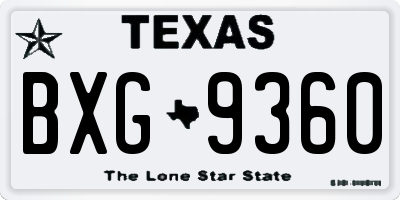 TX license plate BXG9360