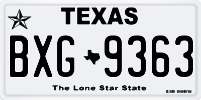 TX license plate BXG9363