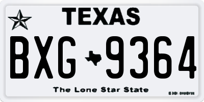 TX license plate BXG9364