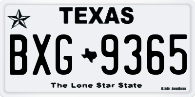 TX license plate BXG9365