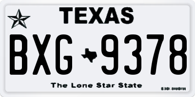 TX license plate BXG9378