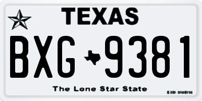 TX license plate BXG9381