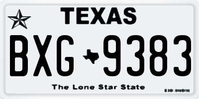 TX license plate BXG9383