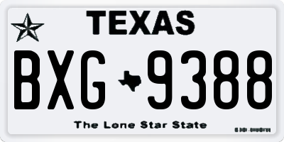 TX license plate BXG9388