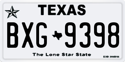 TX license plate BXG9398