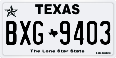 TX license plate BXG9403