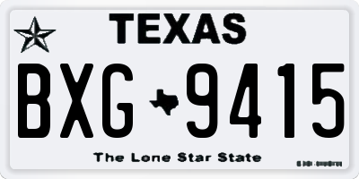 TX license plate BXG9415