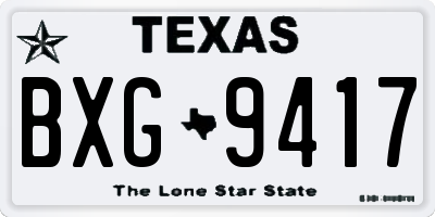 TX license plate BXG9417